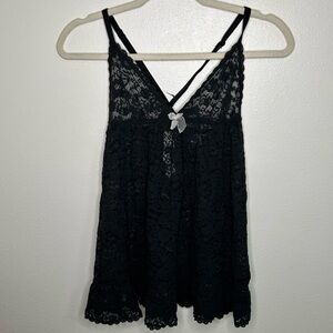 Victoria's Secret black all lace slip with bow